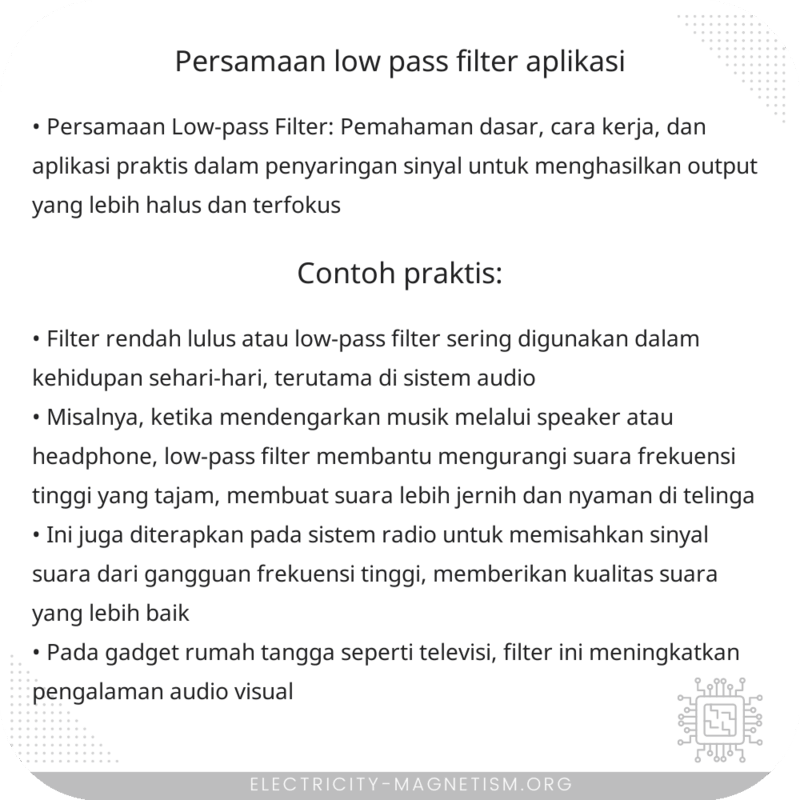 Persamaan Low-pass Filter | Aplikasi