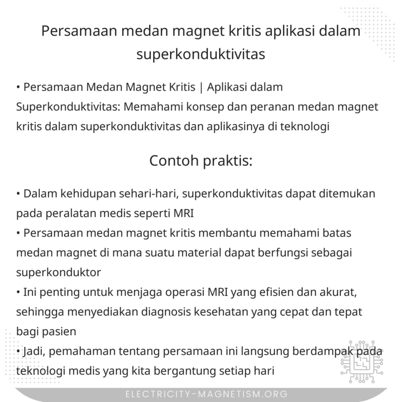 Persamaan Medan Magnet Kritis | Aplikasi dalam Superkonduktivitas