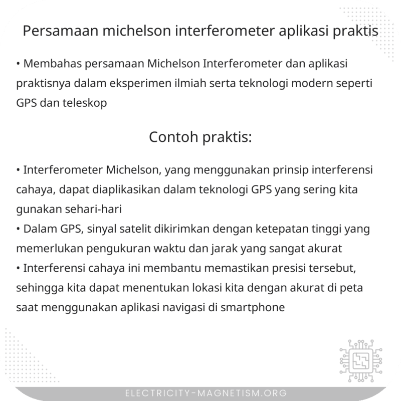 Persamaan Michelson Interferometer | Aplikasi Praktis