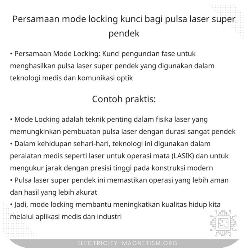 Persamaan Mode Locking | Kunci bagi Pulsa Laser Super Pendek