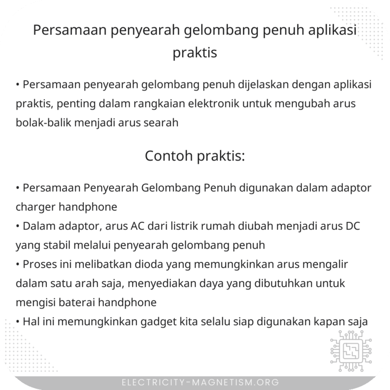 Persamaan Penyearah Gelombang Penuh | Aplikasi Praktis