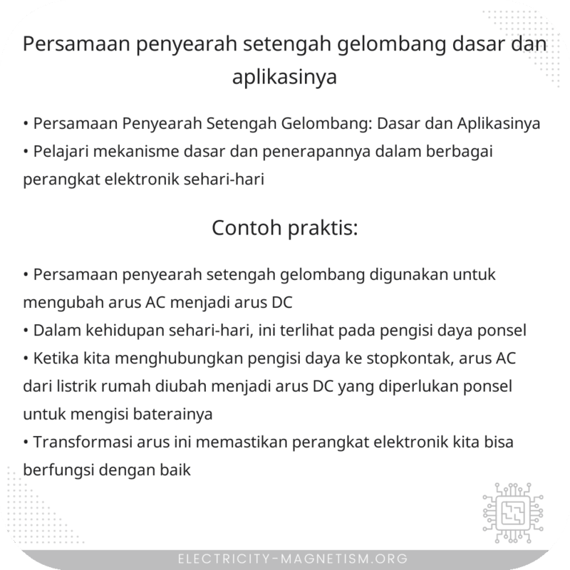 Persamaan Penyearah Setengah Gelombang | Dasar dan Aplikasinya