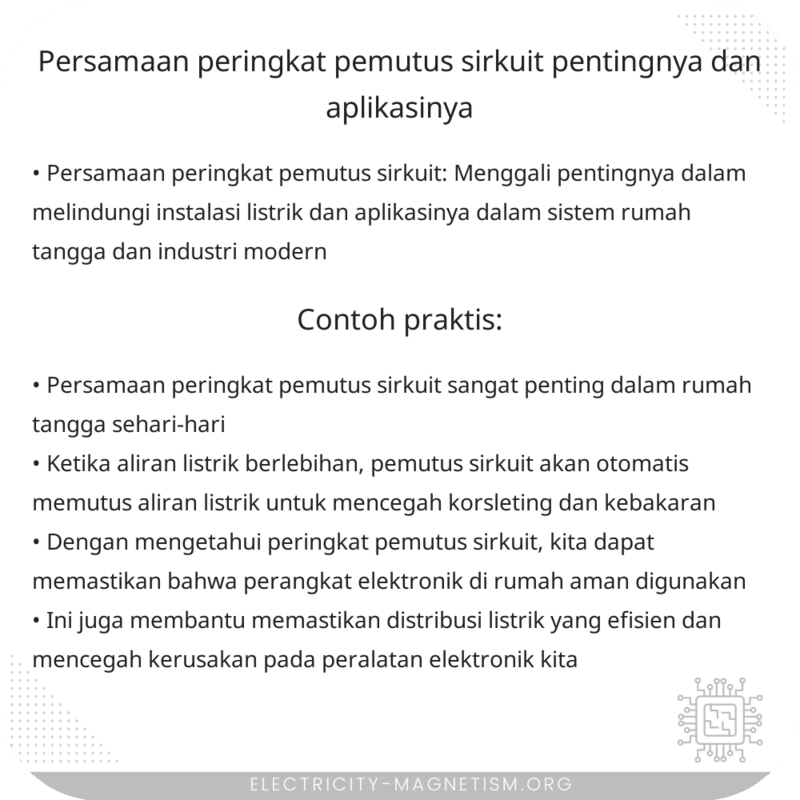 Persamaan Peringkat Pemutus Sirkuit | Pentingnya dan Aplikasinya