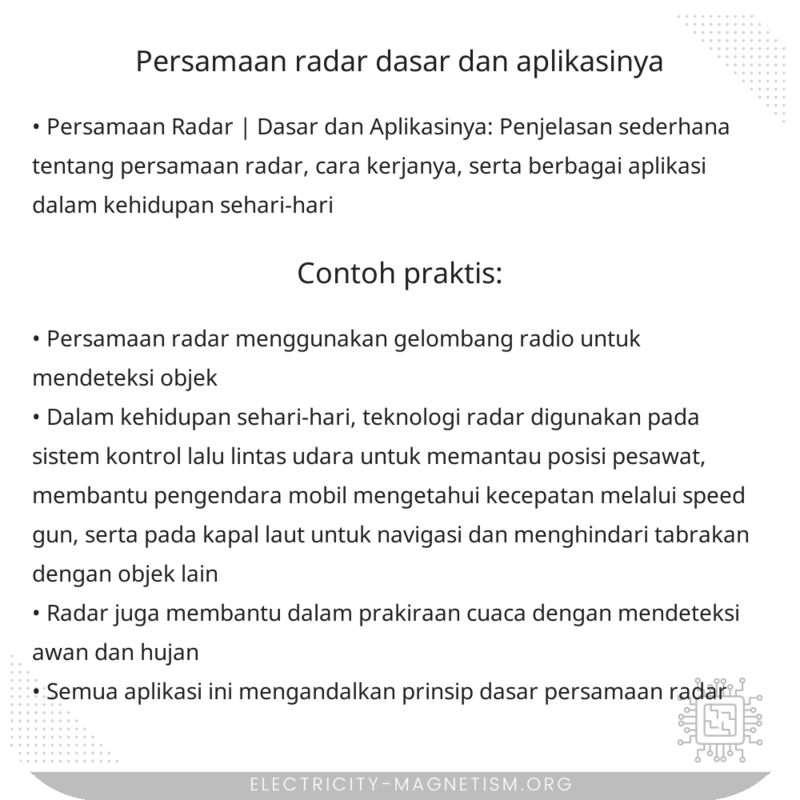 Persamaan Radar | Dasar dan Aplikasinya