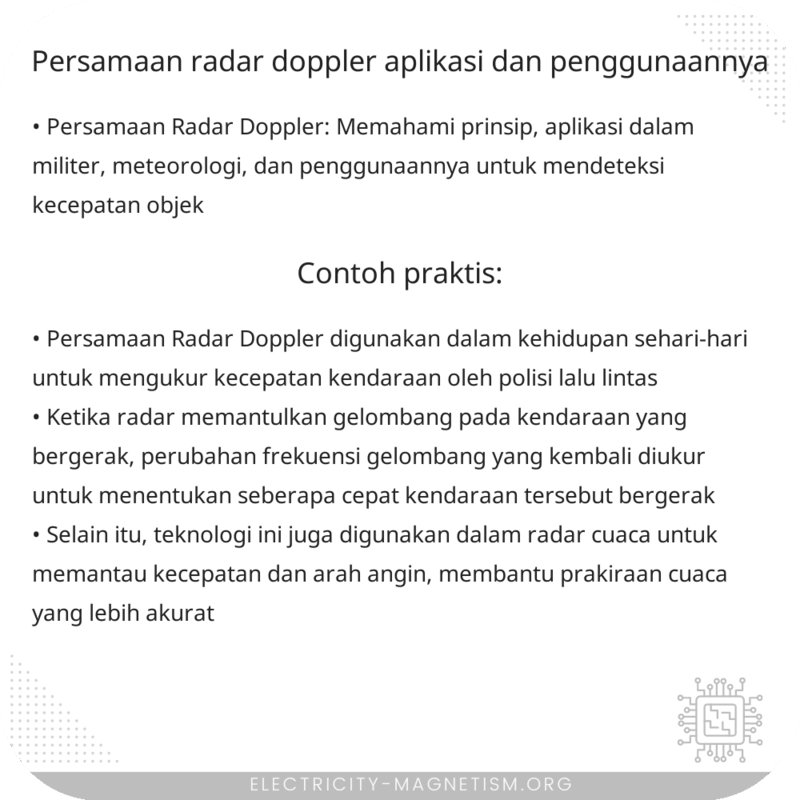 Persamaan Radar Doppler | Aplikasi dan Penggunaannya