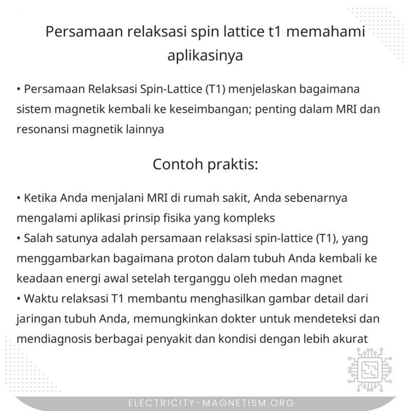 Persamaan Relaksasi Spin-Lattice (T1) | Memahami Aplikasinya