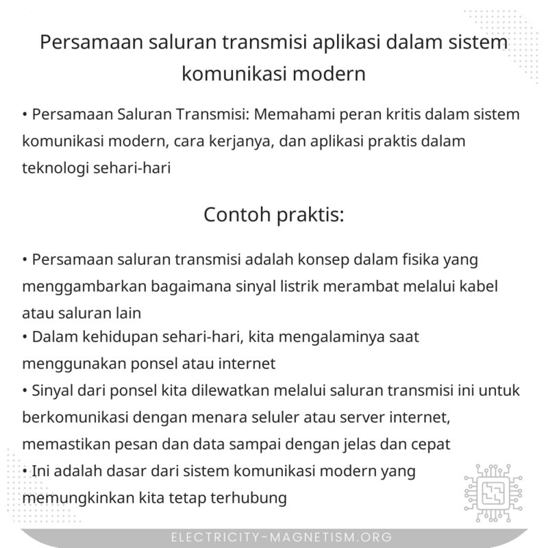 Persamaan Saluran Transmisi | Aplikasi dalam Sistem Komunikasi Modern