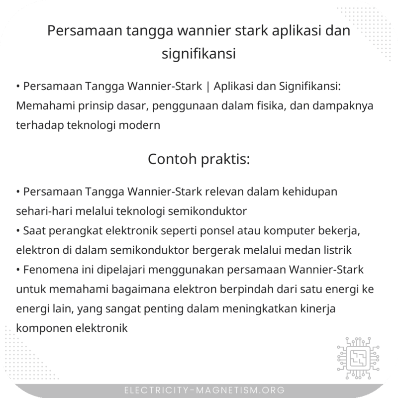 Persamaan Tangga Wannier-Stark | Aplikasi dan Signifikansi