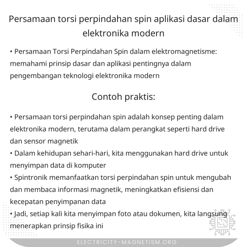 Persamaan Torsi Perpindahan Spin | Aplikasi Dasar dalam Elektronika Modern