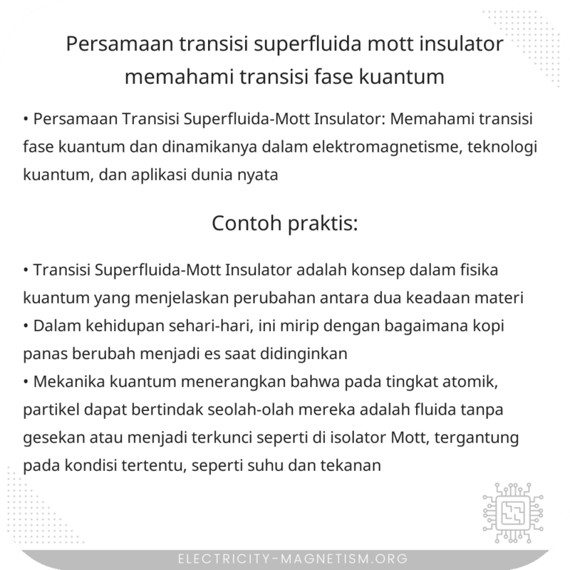Persamaan Transisi Superfluida-Mott Insulator | Memahami Transisi Fase Kuantum