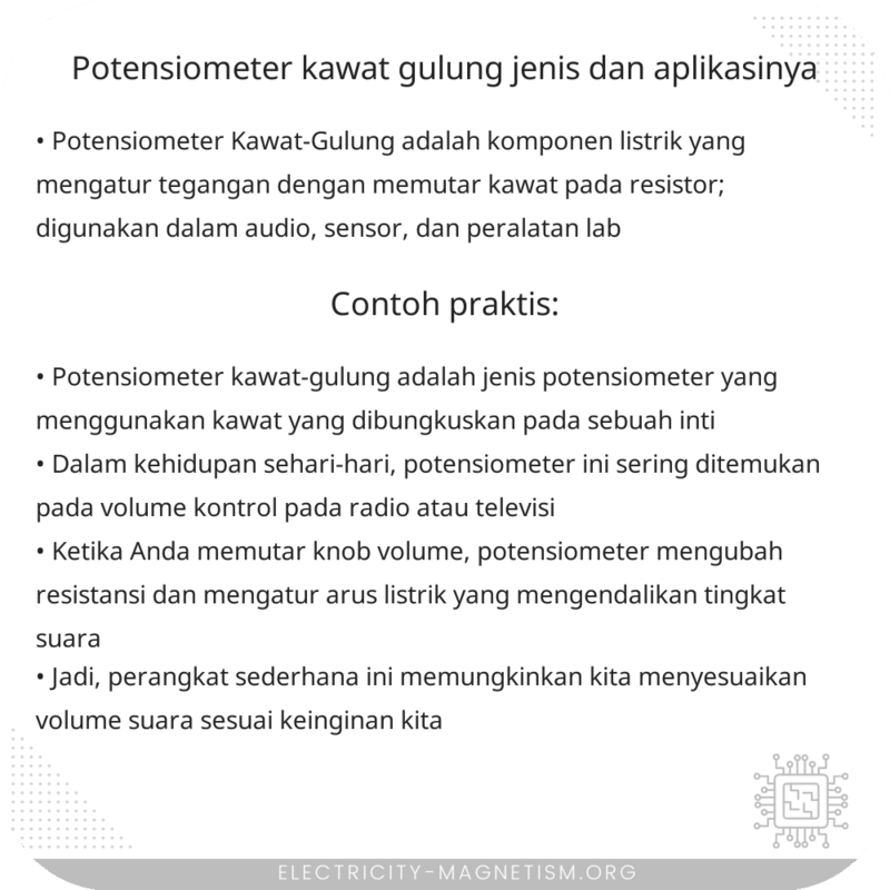 Potensiometer Kawat-Gulung | Jenis dan Aplikasinya