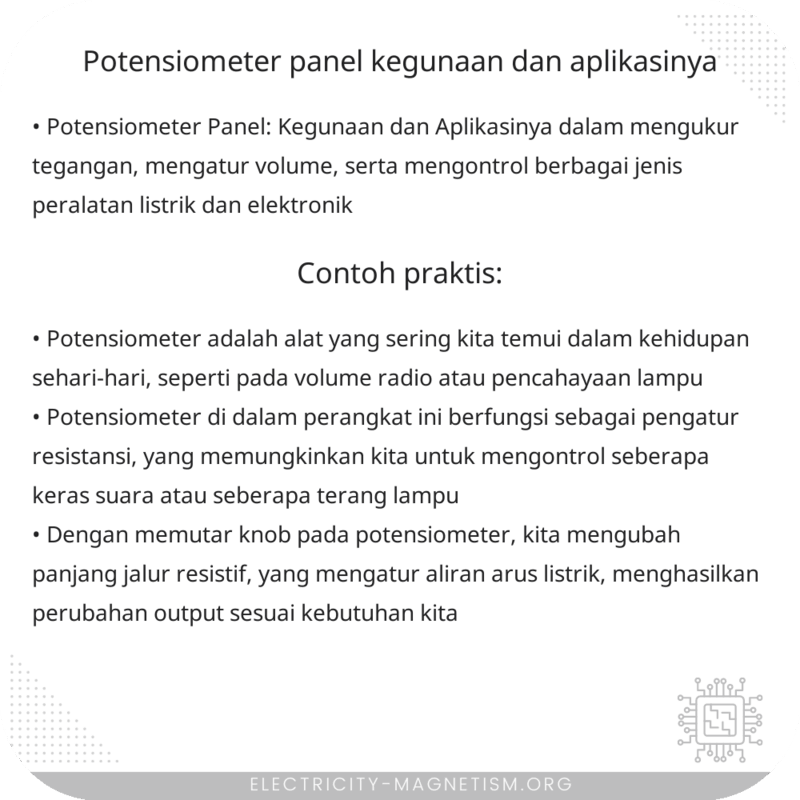 Potensiometer Panel: Kegunaan dan Aplikasinya