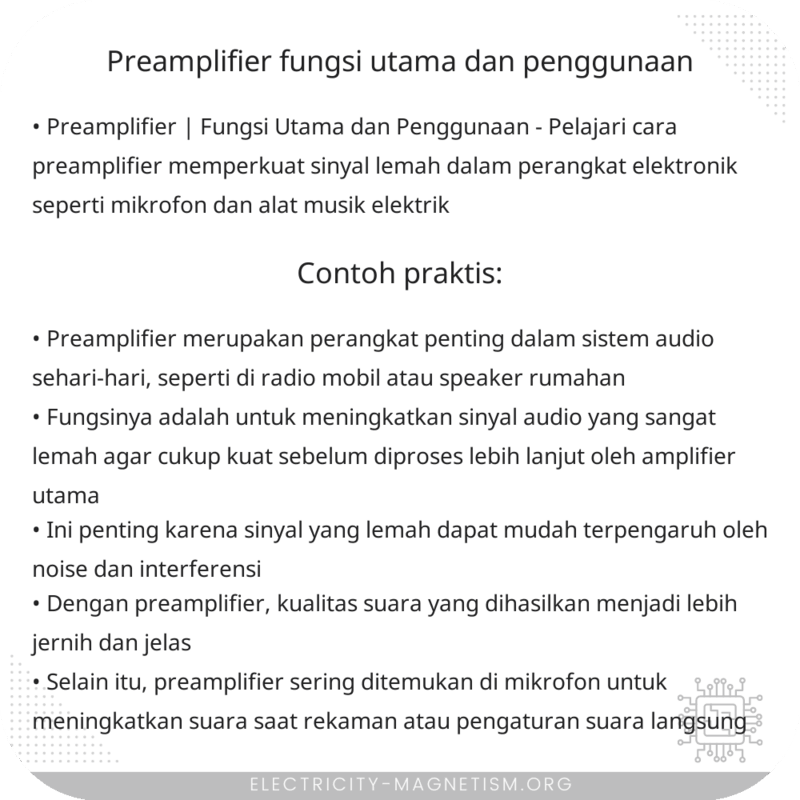 Preamplifier | Fungsi Utama dan Penggunaan