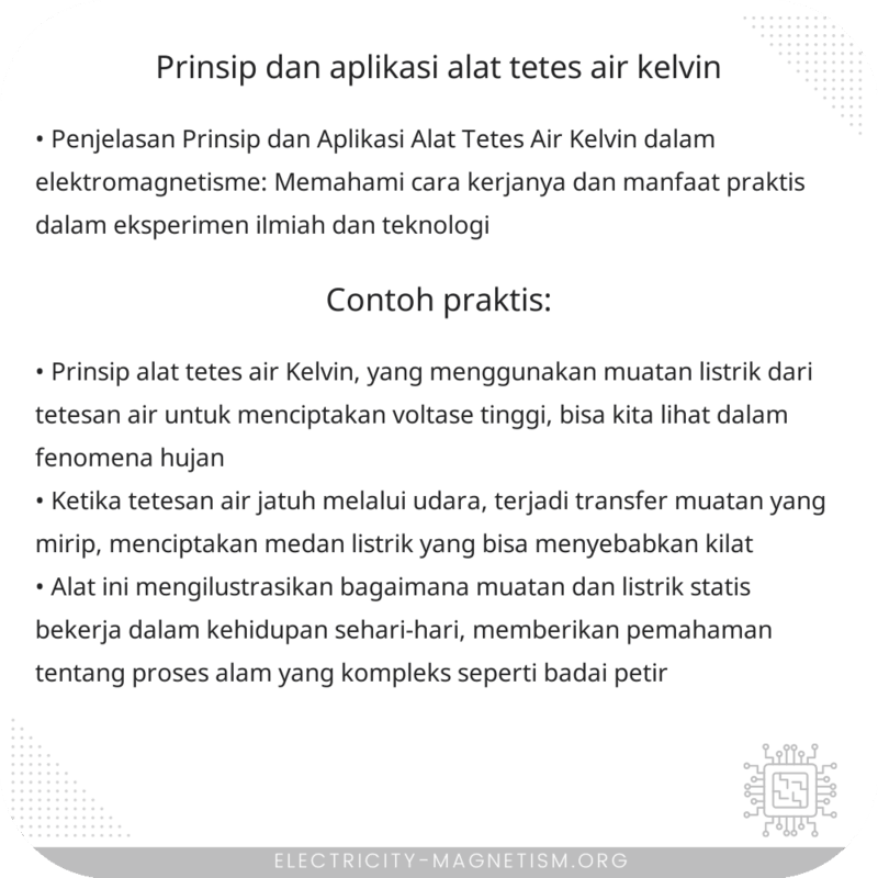 Prinsip dan Aplikasi Alat Tetes Air Kelvin