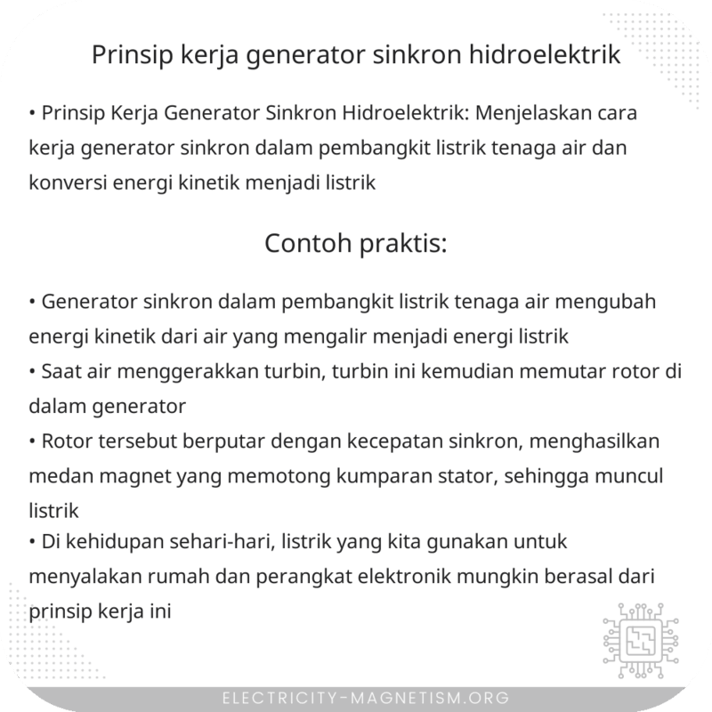 Prinsip Kerja Generator Sinkron Hidroelektrik