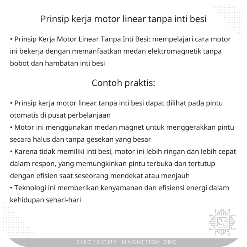 Prinsip Kerja Motor Linear Tanpa Inti Besi