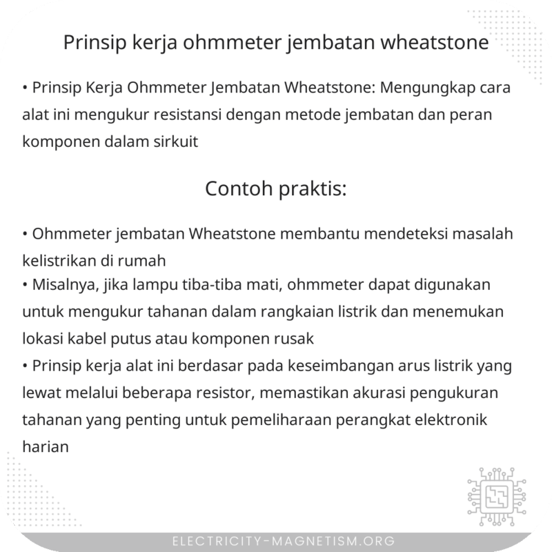 Prinsip Kerja Ohmmeter Jembatan Wheatstone