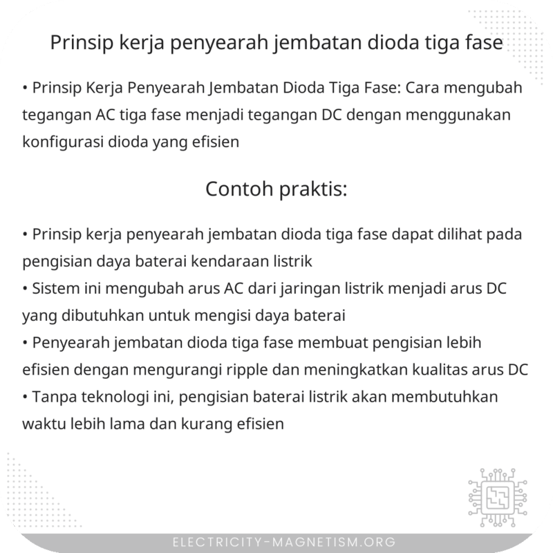 Prinsip Kerja Penyearah Jembatan Dioda Tiga Fase