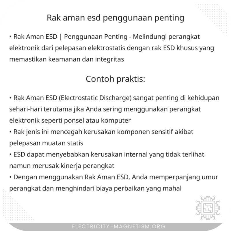 Rak Aman ESD | Penggunaan Penting