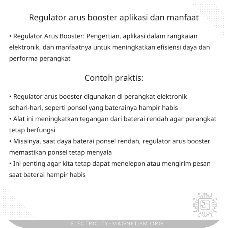 Regulator Arus Booster | Aplikasi dan Manfaat