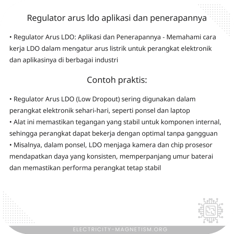 Regulator Arus LDO: Aplikasi dan Penerapannya
