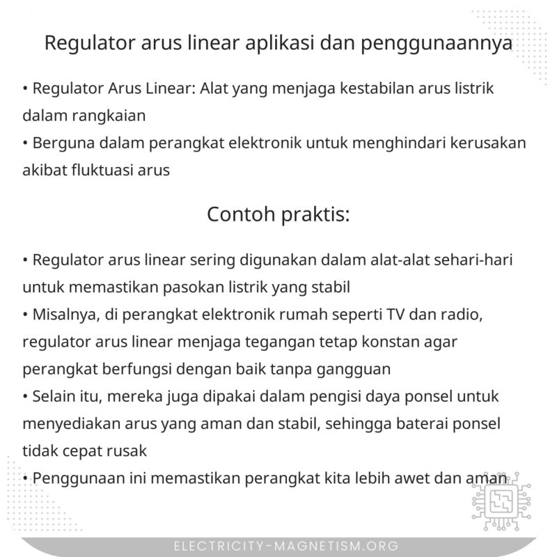 Regulator Arus Linear | Aplikasi dan Penggunaannya