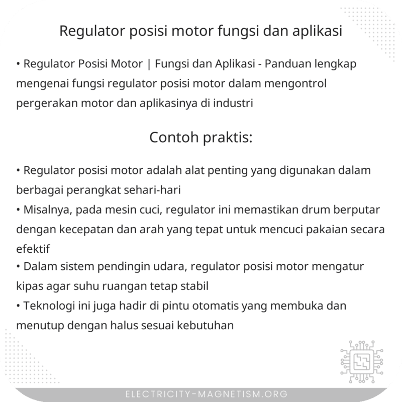 Regulator Posisi Motor | Fungsi dan Aplikasi