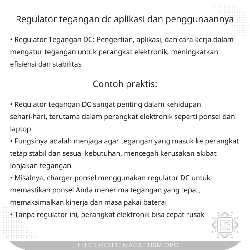 Regulator Tegangan DC | Aplikasi dan Penggunaannya