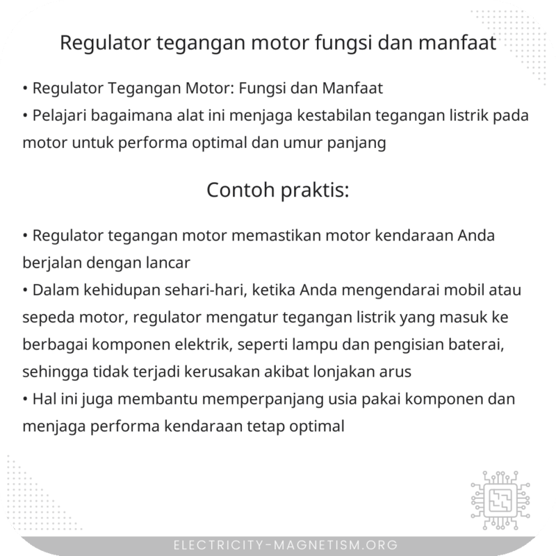 Regulator Tegangan Motor | Fungsi dan Manfaat
