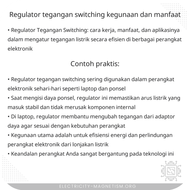 Regulator Tegangan Switching | Kegunaan dan Manfaat