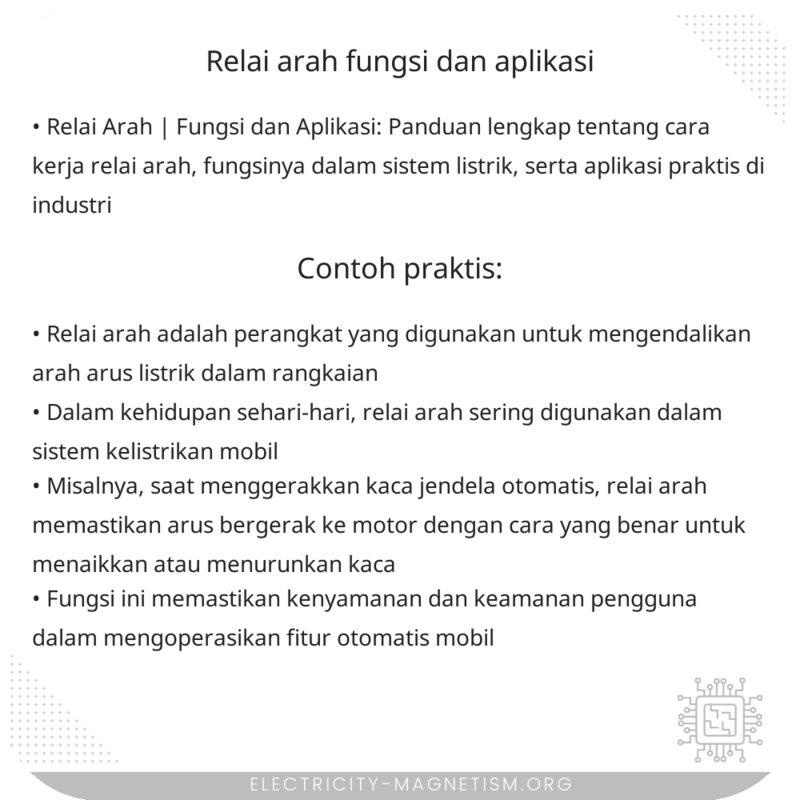 Relai Arah | Fungsi dan Aplikasi