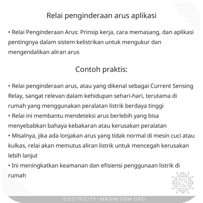 Relai Penginderaan Arus | Aplikasi
