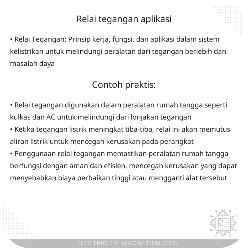 Relai Tegangan | Aplikasi