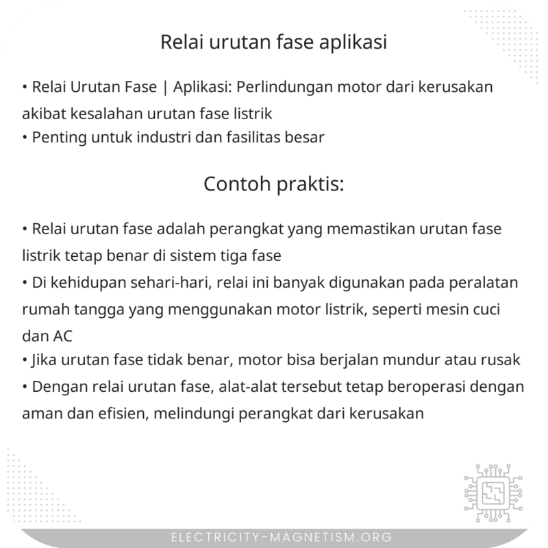 Relai Urutan Fase | Aplikasi