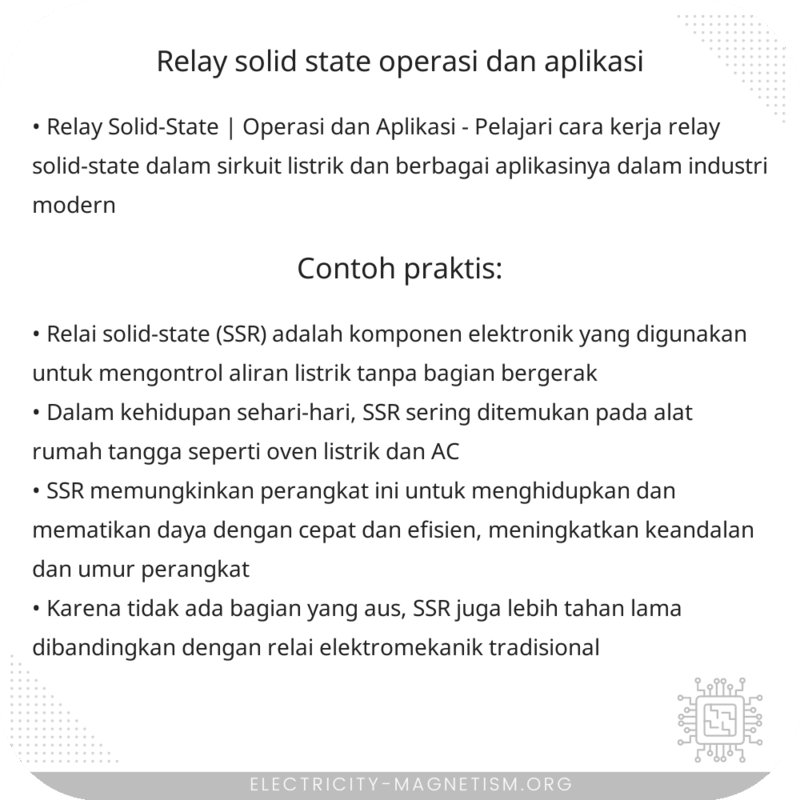 Relay Solid-State | Operasi dan Aplikasi
