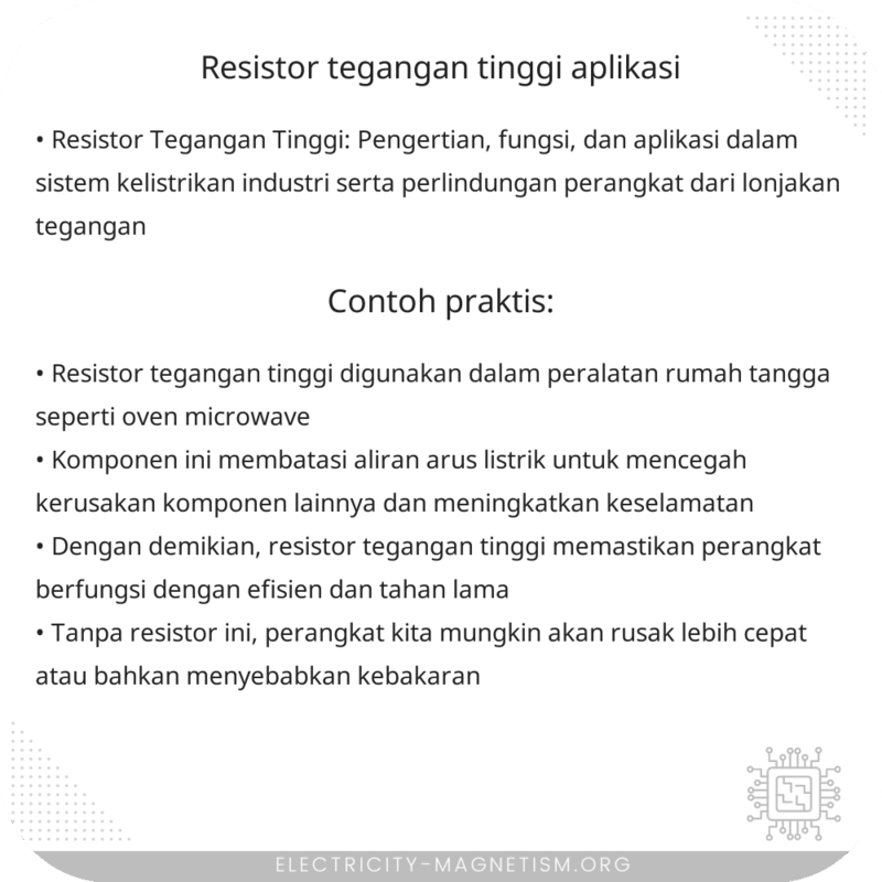 Resistor Tegangan Tinggi | Aplikasi