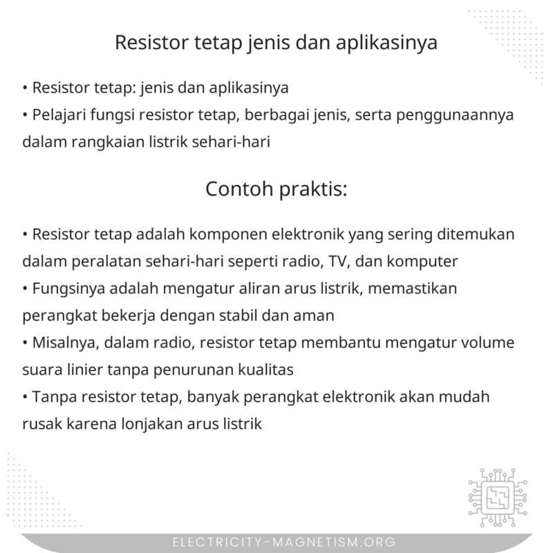 Resistor Tetap | Jenis dan Aplikasinya