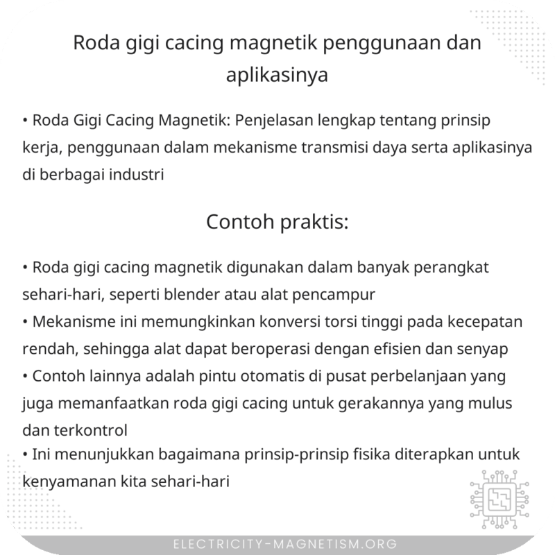 Roda Gigi Cacing Magnetik | Penggunaan dan Aplikasinya