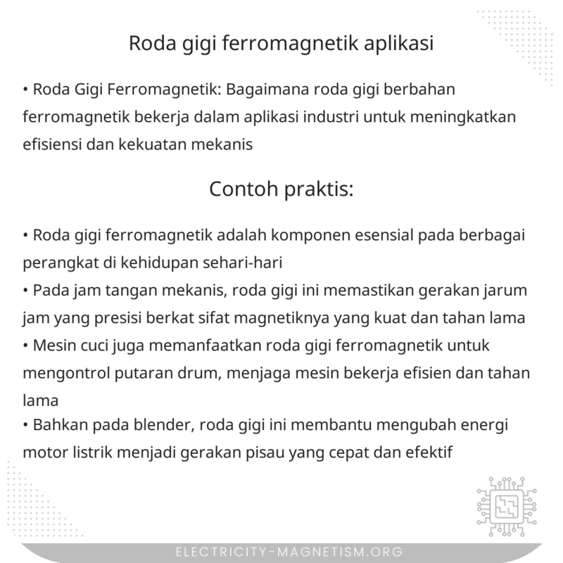 Roda Gigi Ferromagnetik | Aplikasi