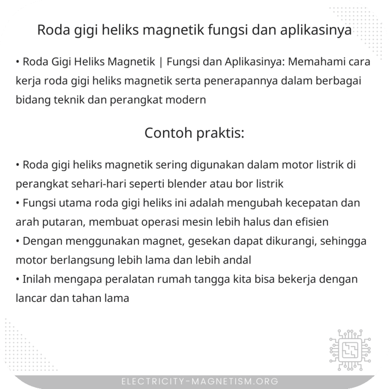 Roda Gigi Heliks Magnetik | Fungsi dan Aplikasinya