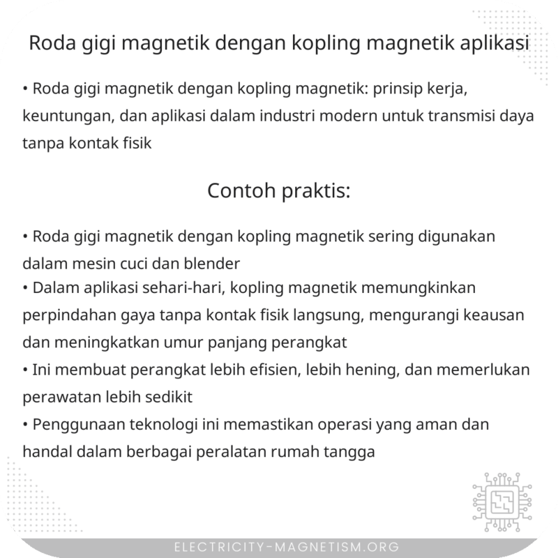 Roda Gigi Magnetik dengan Kopling Magnetik | Aplikasi