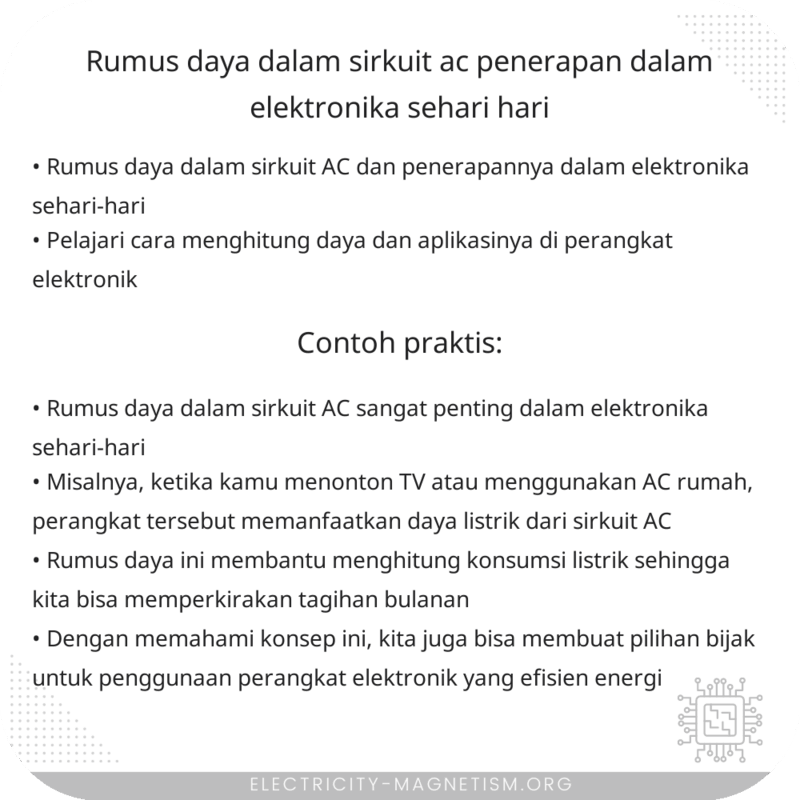 Rumus Daya dalam Sirkuit AC | Penerapan dalam Elektronika Sehari-hari