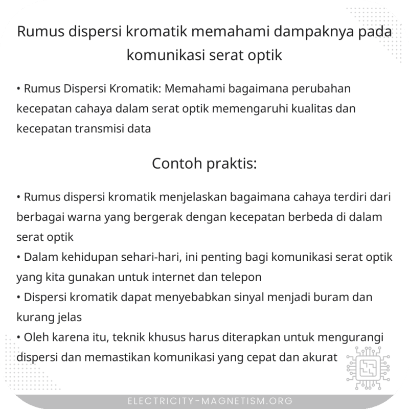 Rumus Dispersi Kromatik | Memahami Dampaknya pada Komunikasi Serat Optik