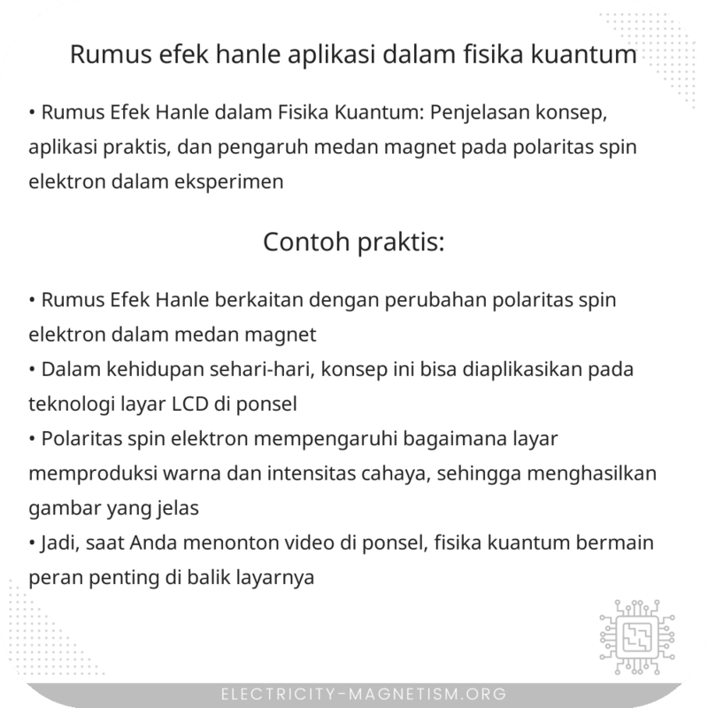 Rumus Efek Hanle | Aplikasi dalam Fisika Kuantum