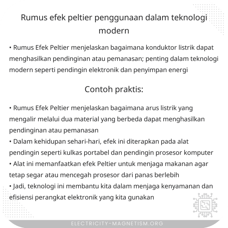 Rumus Efek Peltier | Penggunaan dalam Teknologi Modern