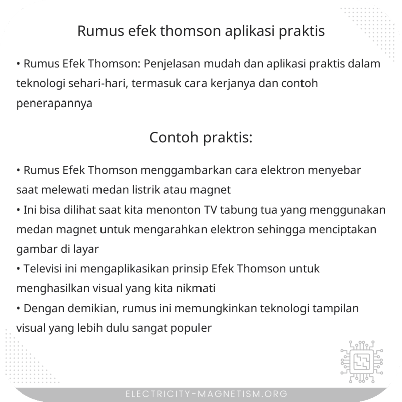 Rumus Efek Thomson | Aplikasi Praktis