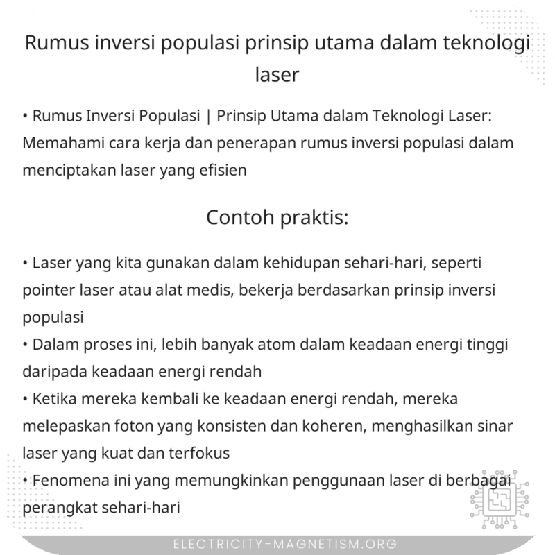Rumus Inversi Populasi | Prinsip Utama dalam Teknologi Laser