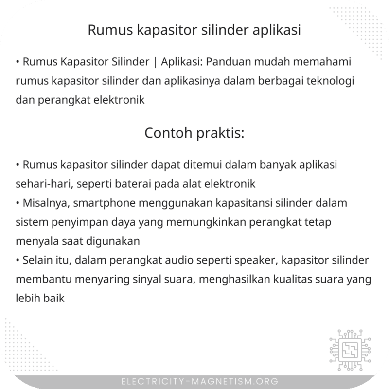 Rumus Kapasitor Silinder | Aplikasi