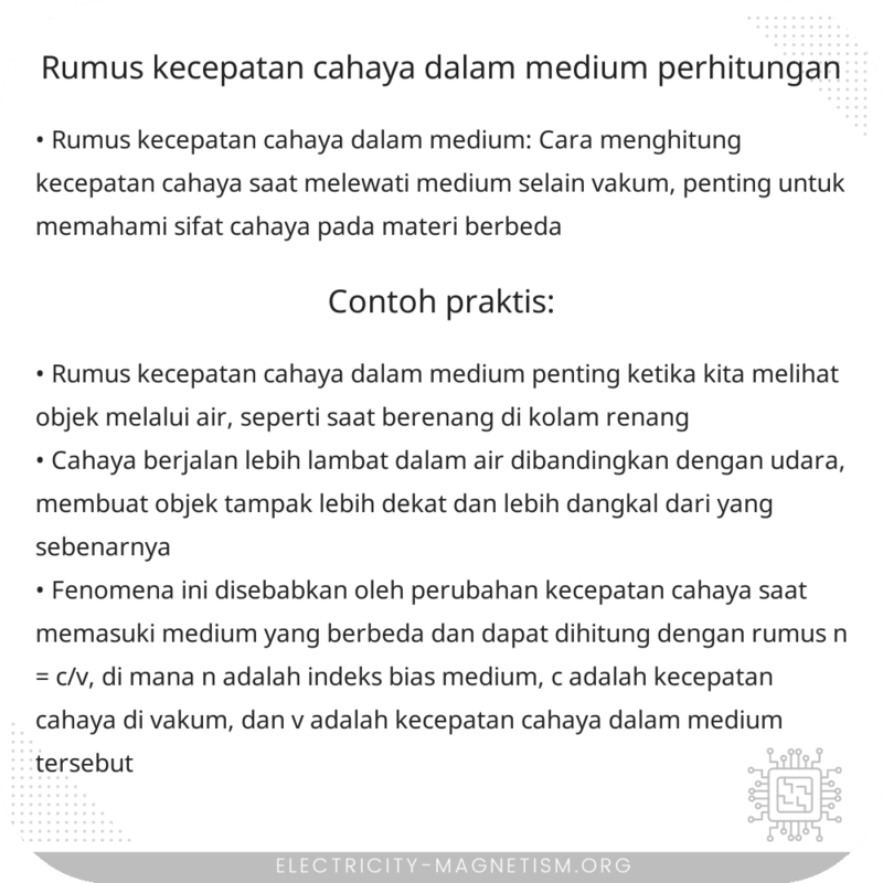 Rumus Kecepatan Cahaya dalam Medium | Perhitungan
