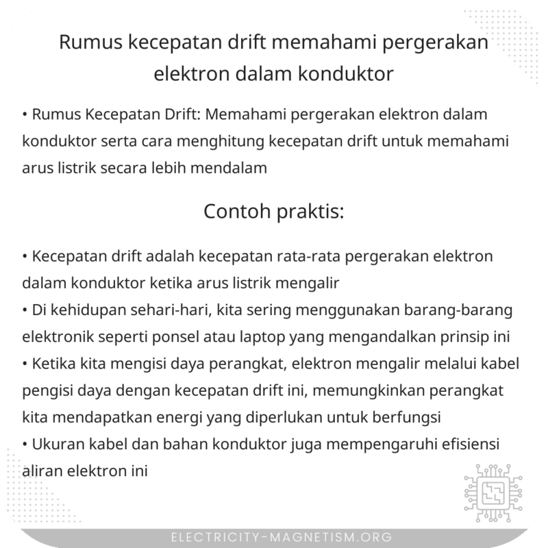 Rumus Kecepatan Drift | Memahami Pergerakan Elektron dalam Konduktor